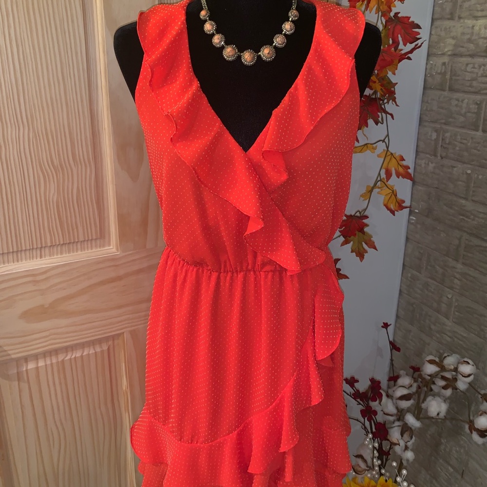 🔵 Vintage red white polka dot dress size 2